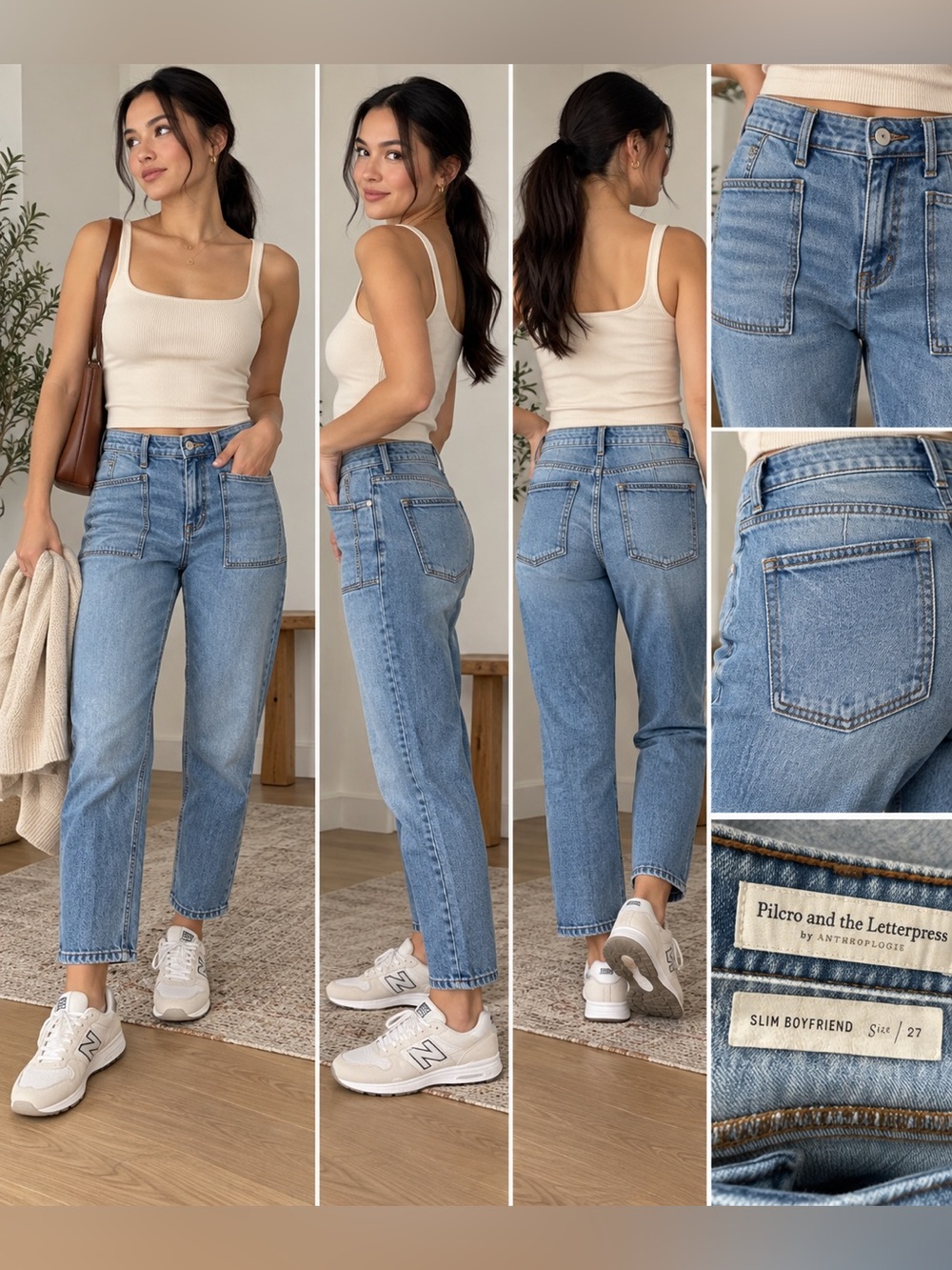 Pilcro Anthropologie Slim Boyfriend Jeans Size 27 Light Wash Patch Pocket